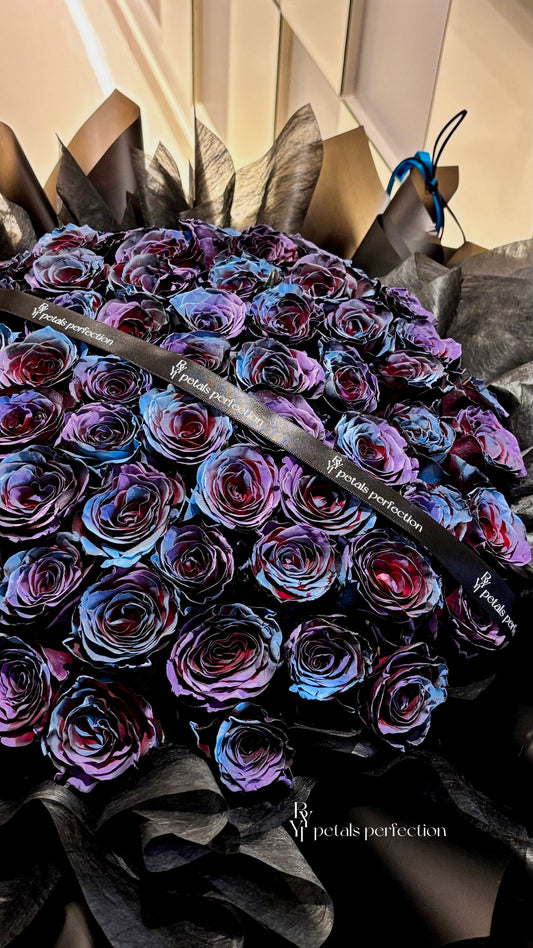 “Dark Shadow” 80stk AirBrushed Roses Bouquet