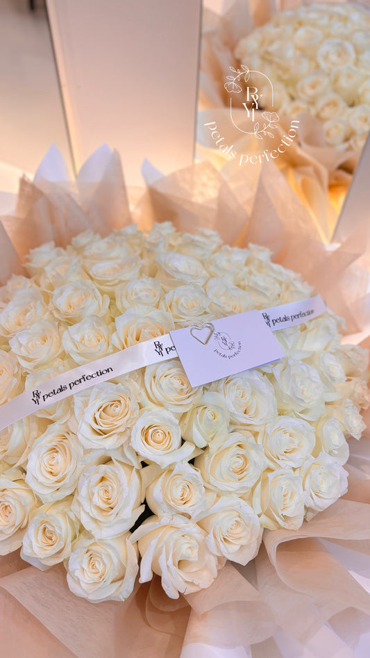 60stk Premium White Roses Bouquet